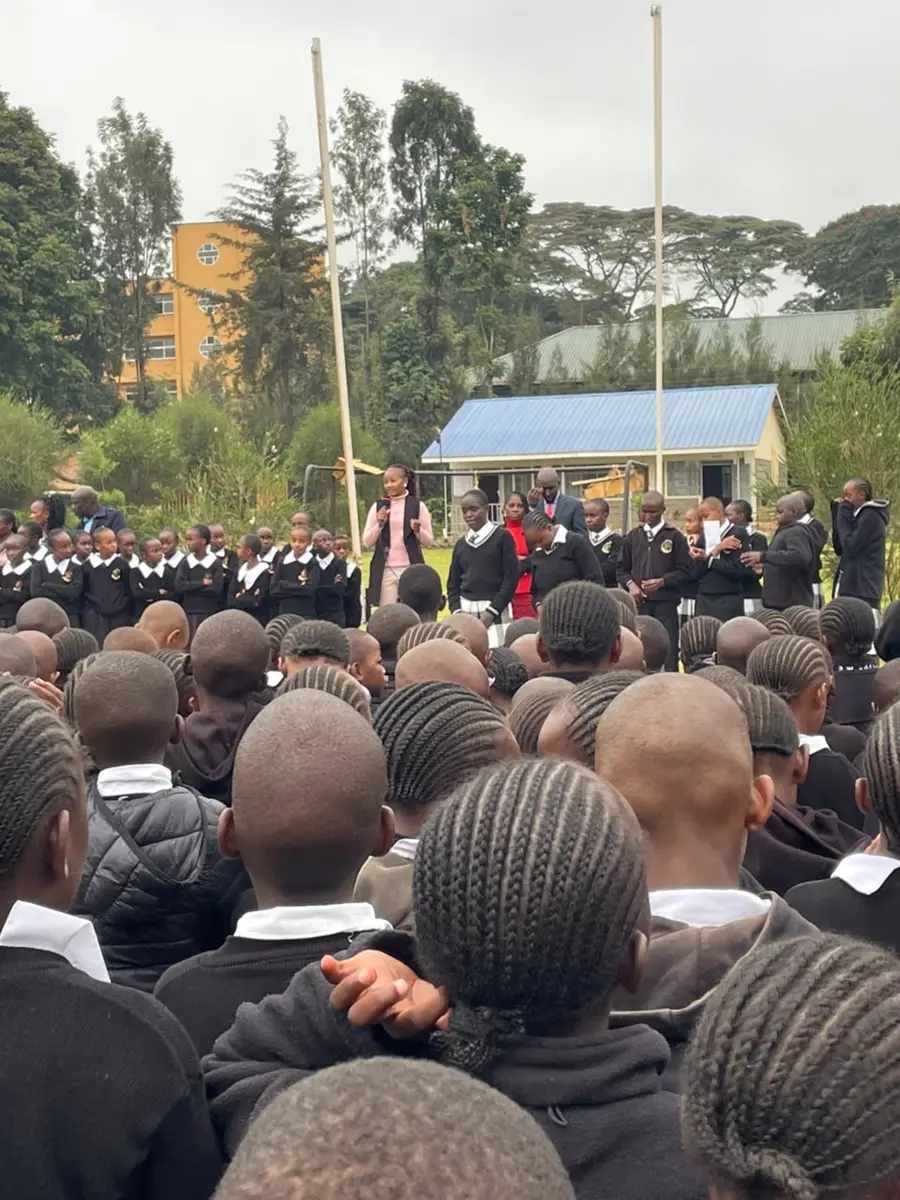 Pupils at Kibathi JSS gathered for a Pramza AI sensitization session